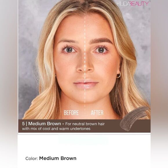 Huda Beauty #bombbrows Full ‘n Fluffy Fiber Gel in “Medium Brown” - Picture 5 of 6